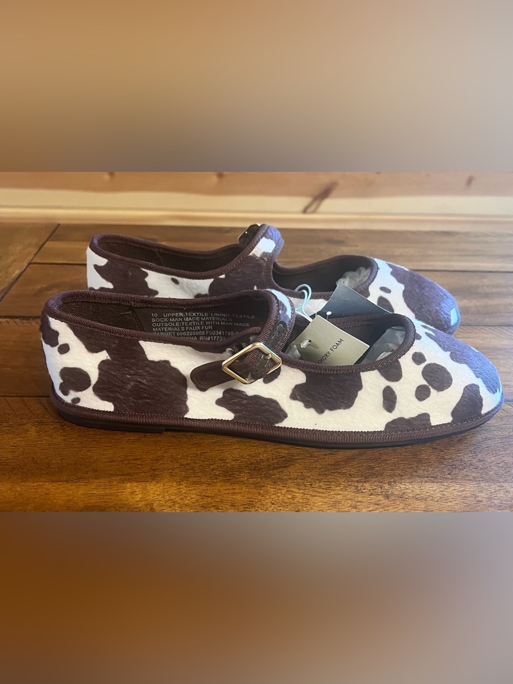 NWT Universal Thread Brown Cow Print Mary Jane Flats Size 10 - Picture 2 of 11